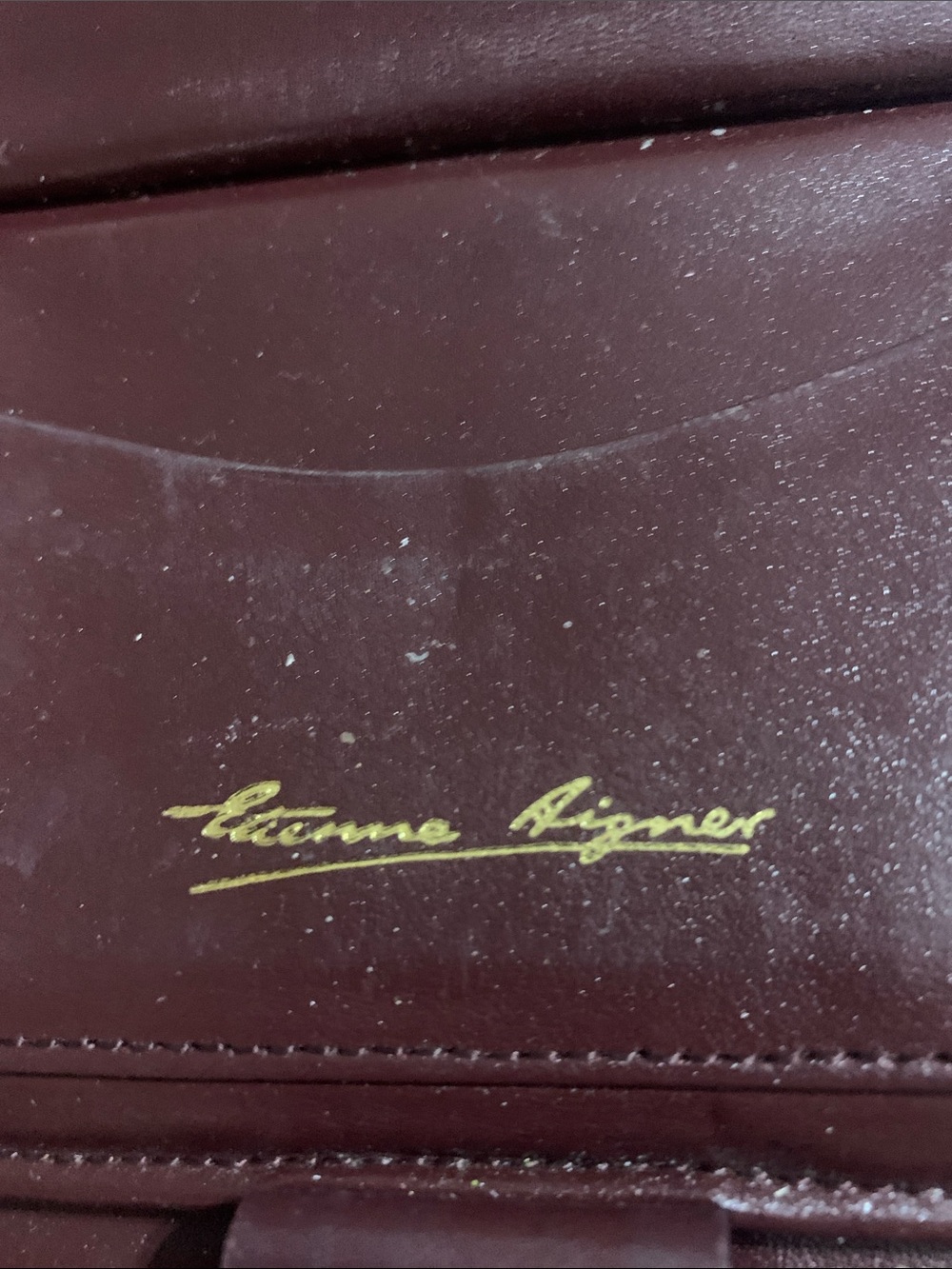 Etienne Aigner Maroon Leather Kiss-Lock Wallet - Picture 2 of 5
